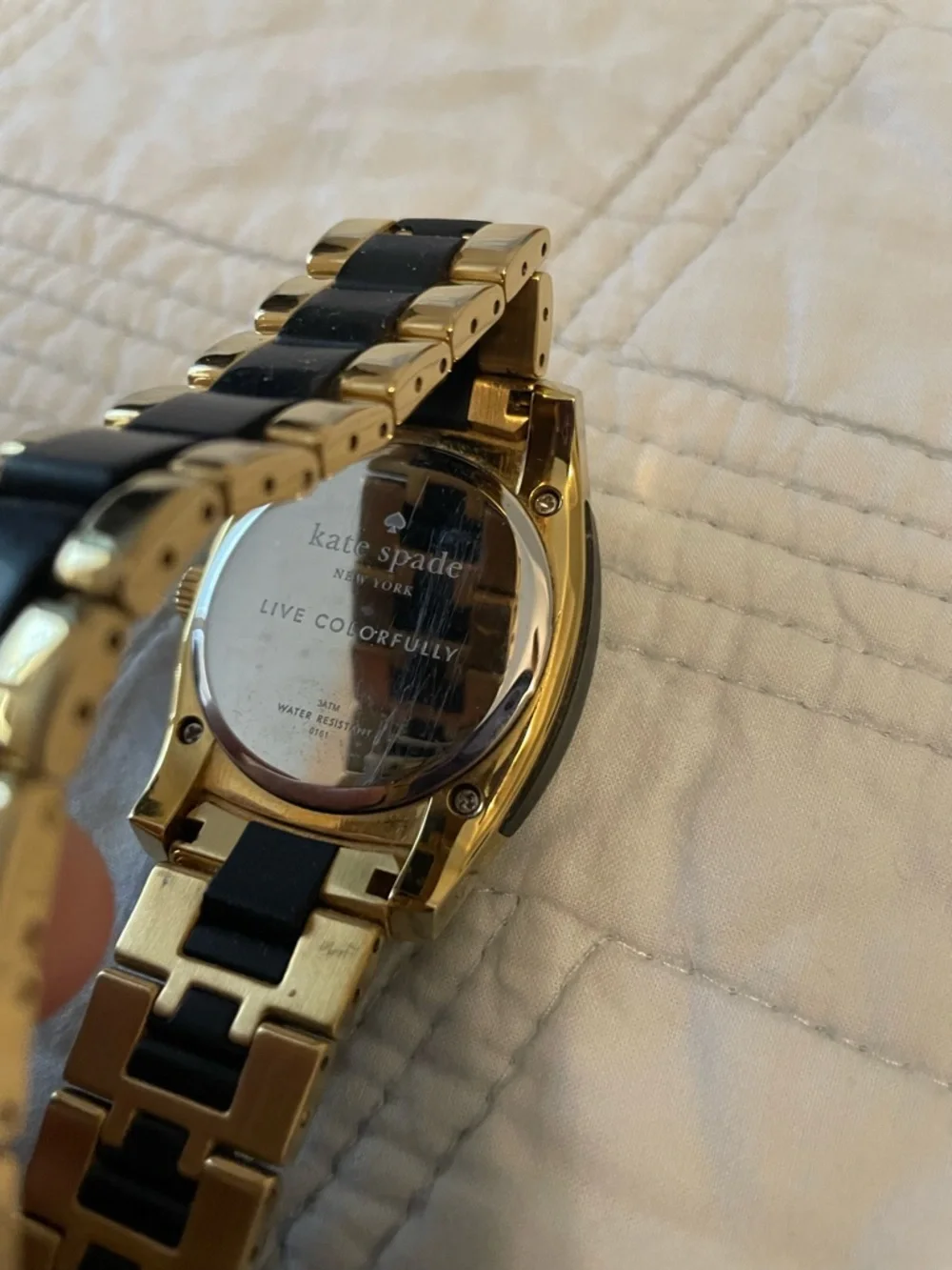 kate spade Two-Tone Stainless Steel Boyfriend Watch in Black & Gold